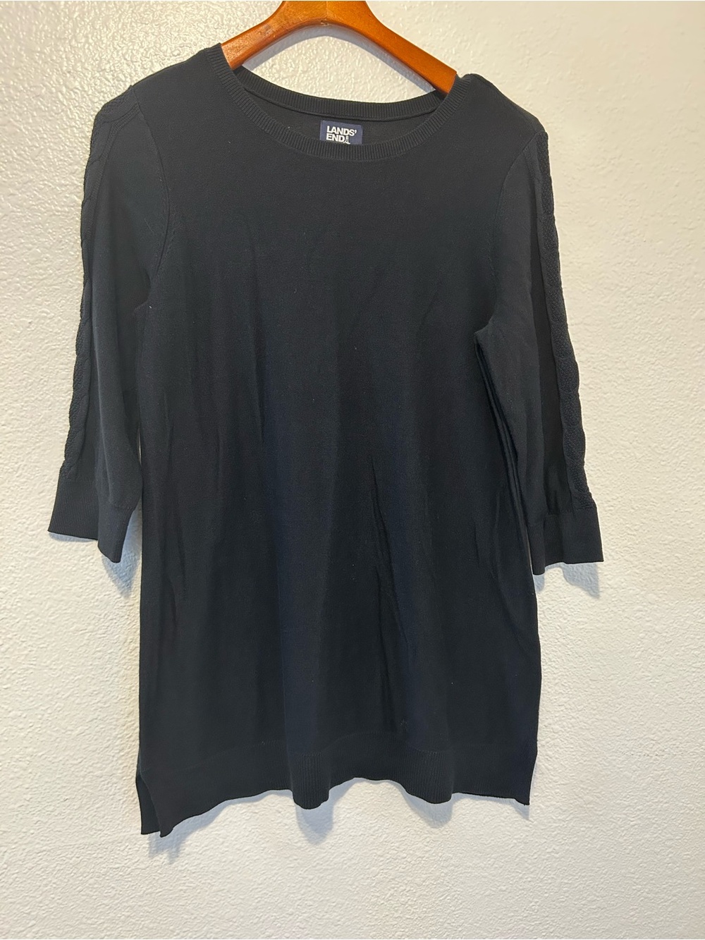 Lands' End Navy Blue Crewneck Knit Tunic Sweater